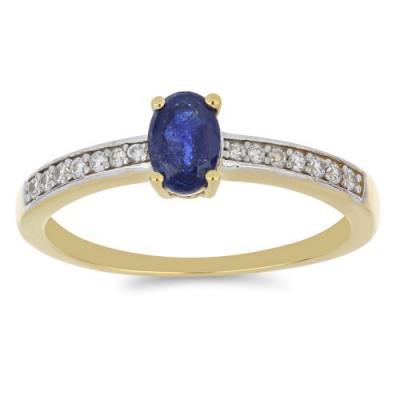 BUY 925 SILVER WITH NATURAL BLUE SAPPHIRE GEMSTONE RING IN GOLD PLATED